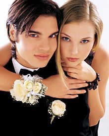 White Ice Combo Corsage & Boutonniere Upper Dublin High School, Wissahickon High School, Prom Flowers, Corsage, rose